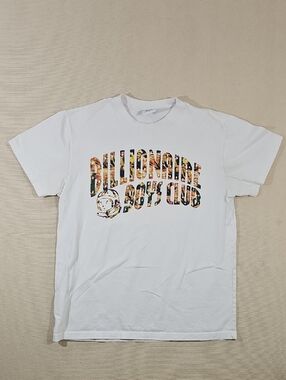 Billionaire Boys Club White Tee with Multicolor Floral Logo Medium
